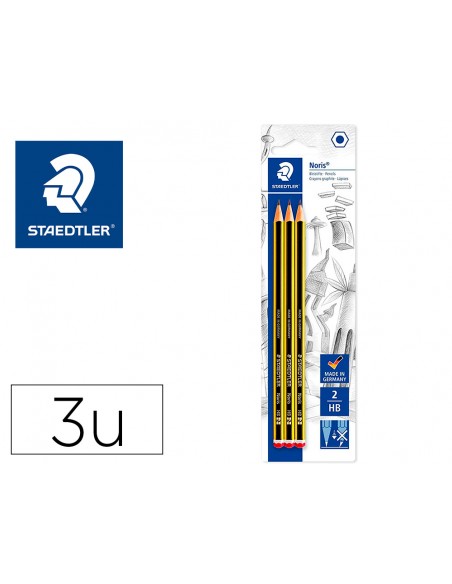 Lapices de grafito staedtler noris n.2 hb blister de 3 unidades