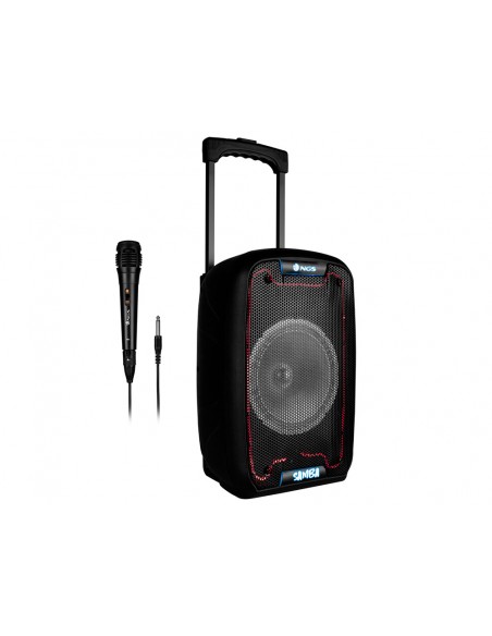 Altavoz ngs bluetooth wild samba portatil 30w con microfono con cable bateria y luces led micro usb usb aux