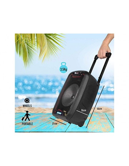 Altavoz ngs bluetooth wild samba portatil 30w con microfono con cable bateria y luces led micro usb usb aux