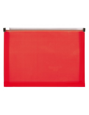 Carpeta dossier liderpapel a4 cierre de cremallera rojo translucido