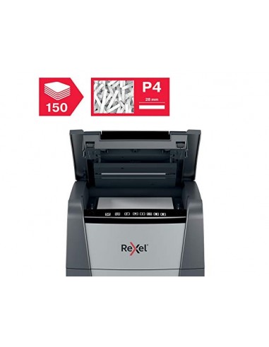 Destructora de documentos rexel optimum autofedd+ 150x eu capacidad de corte 150 hojas destruye grapas y clips