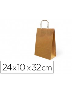 Bolsa kraft basika natural reciclado 90 gr asa retorcida tamaño /'s/' 240x100x320 mm