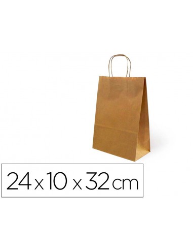 Bolsa kraft basika natural reciclado 90 gr asa retorcida tamaño /'s/' 240x100x320 mm