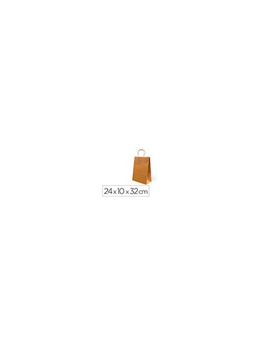 Bolsa kraft basika natural reciclado 90 gr asa retorcida tamaño /'s/' 240x100x320 mm