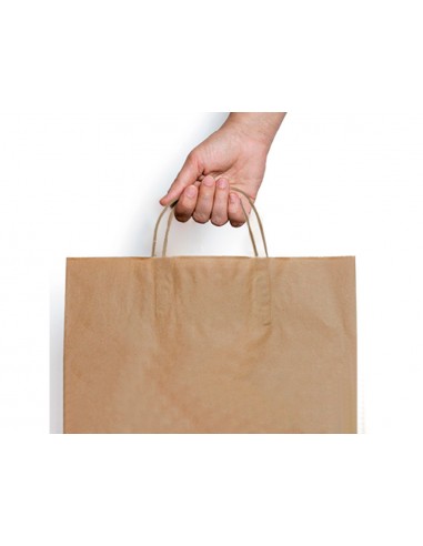 Bolsa kraft basika natural reciclado 90 gr asa retorcida tamaño /'s/' 240x100x320 mm