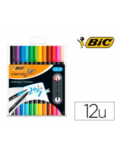 Rotulador bic punta de fibra intensity dual brush estuche de 12 unidades colores surtidos