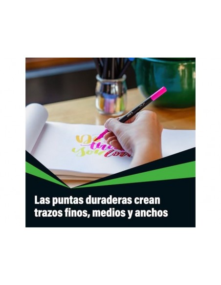 Rotulador bic punta de fibra intensity dual brush estuche de 12 unidades colores surtidos