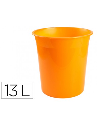 Papelera plastico q-connect naranja translucido 13 litros 275x285 mm