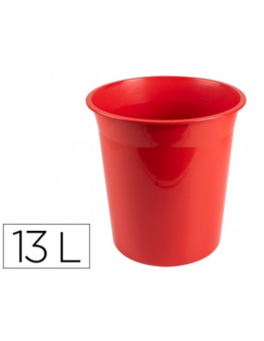 Papelera plastico q-connect rojo opaco 13 litros 275x285 mm