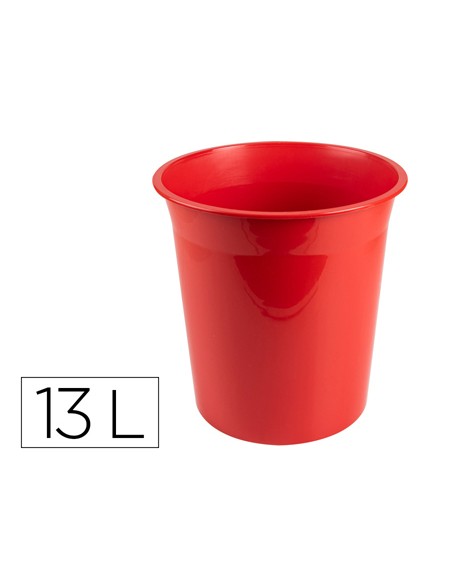 Papelera plastico q-connect rojo opaco 13 litros 275x285 mm