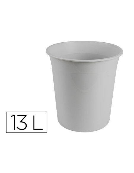 Papelera plastico q-connect gris opaco 13 litros 275x285 mm