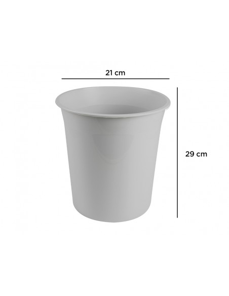 Papelera plastico q-connect gris opaco 13 litros 275x285 mm