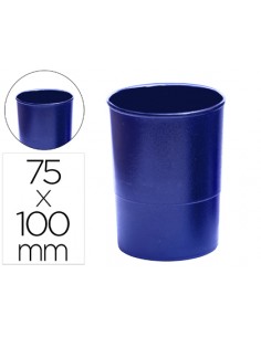 Cubilete portalapices q-connect azul opaco plastico redondo diametro 75 mm alto 100 mm