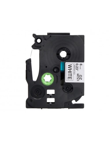 Cinta q-connect tze-211 blanco-negro 6mm longitud 8 m
