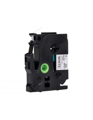 Cinta q-connect tze-211 blanco-negro 6mm longitud 8 m