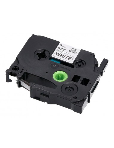 Cinta q-connect tze-211 blanco-negro 6mm longitud 8 m
