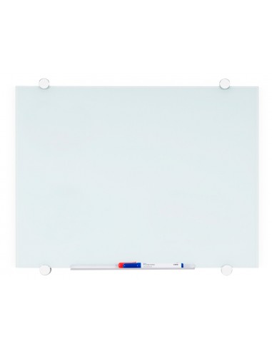 Pizarra blanca q-connect cristal magnetica marco aluminio 90x60 cm