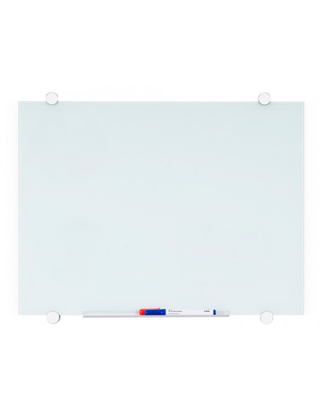 Pizarra blanca q-connect cristal magnetica marco aluminio 90x60 cm