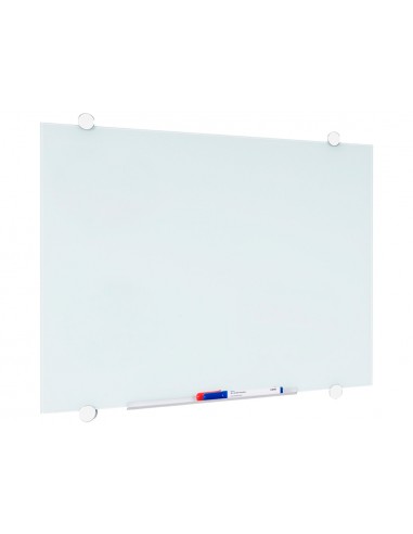 Pizarra blanca q-connect cristal magnetica marco aluminio 90x60 cm