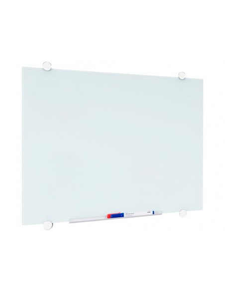 Pizarra blanca q-connect cristal magnetica marco aluminio 90x60 cm