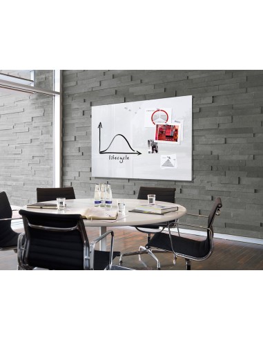 Pizarra blanca q-connect cristal magnetica marco aluminio 90x60 cm
