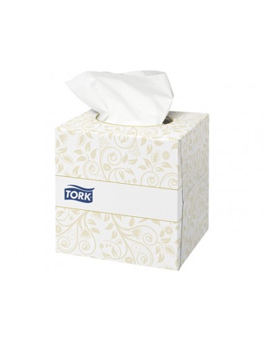 Pañuelos faciales tork extrasuaves 2 capas 20,9x20 cm caja cubo de 100 unidades