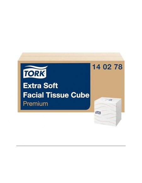 Pañuelos faciales tork extrasuaves 2 capas 20,9x20 cm caja cubo de 100 unidades