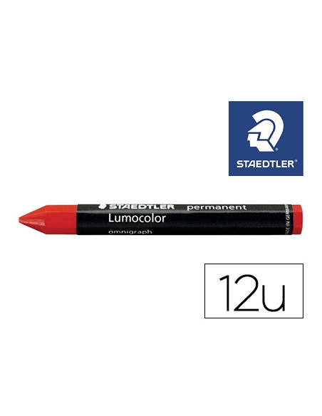 Cera staedtler para marcar rojo lumocolor permanente omnigraph 236 caja de 12 unidades