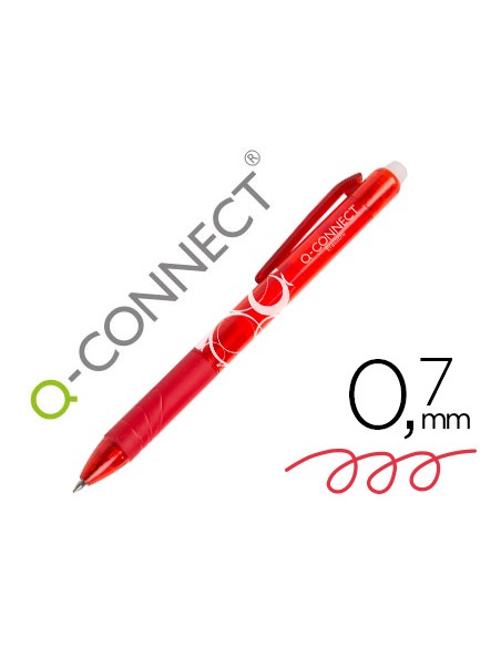 Boligrafo q-connect retractil borrable 0,7 mm color rojo
