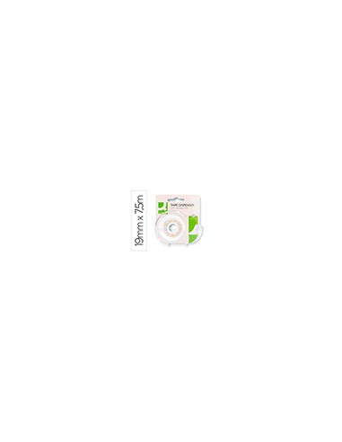 Cinta adhesiva q-connect invisible 7,5 m x 19 mm con portarrollo en blister