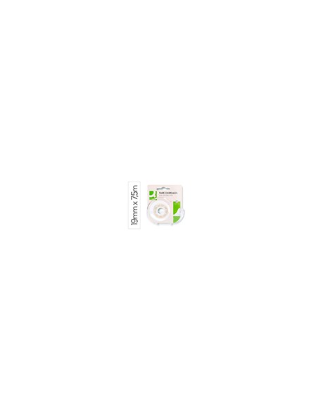 Cinta adhesiva q-connect invisible 7,5 m x 19 mm con portarrollo en blister