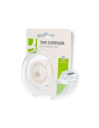 Cinta adhesiva q-connect invisible 7,5 m x 19 mm con portarrollo en blister