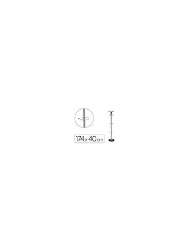 Perchero metalico q-connect gris de pie 10 colgadores y paraguero 174x40cm
