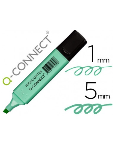 Rotulador q-connect fluorescente pastel azul punta biselada
