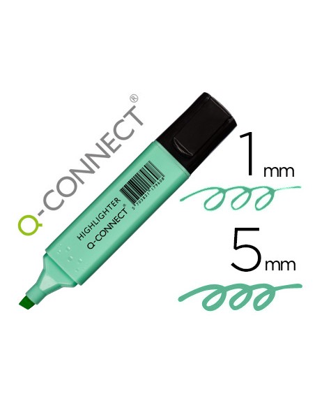Rotulador q-connect fluorescente pastel azul punta biselada