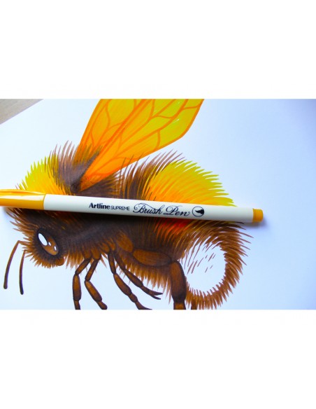Rotulador artline supreme brush pintura base de agua punta tipo pincel trazo variable naranja
