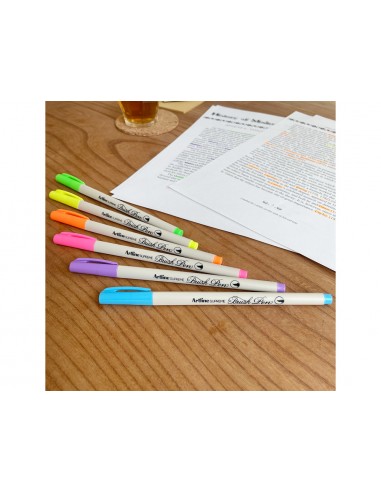 Rotulador artline supreme brush pintura base de agua punta tipo pincel trazo variable celeste