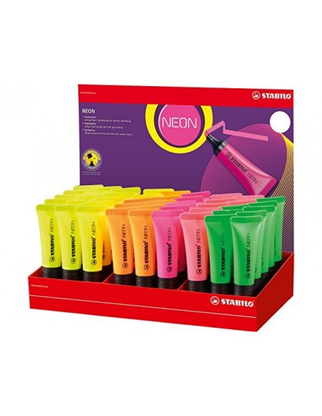 Rotulador stabilo fluorescente 72 neon expositor de 45 unidades colores surtidos Rotulador stabilo fluorescente 72 neon expositor de 45 unidades colores surtidos
