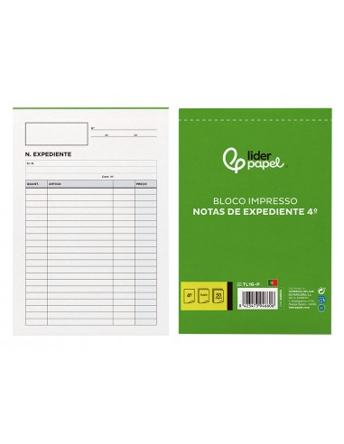 Talonario liderpapel notas de expediente cuarto duplo texto en portugues