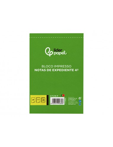 Talonario liderpapel notas de expediente cuarto duplo texto en portugues