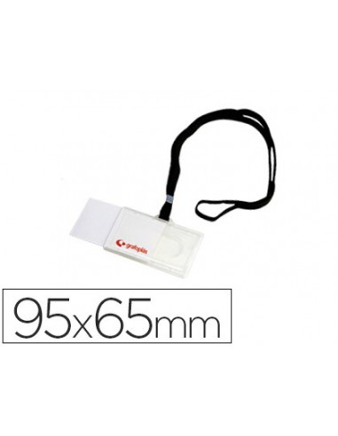 Identificador con cordon plano negro grafoplas 65x95 mm con apertura lateral
