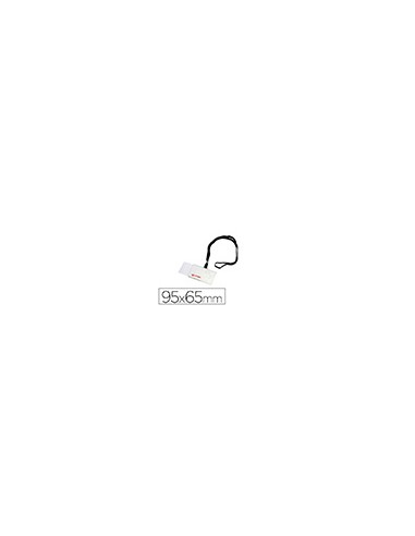 Identificador con cordon plano negro grafoplas 65x95 mm con apertura lateral