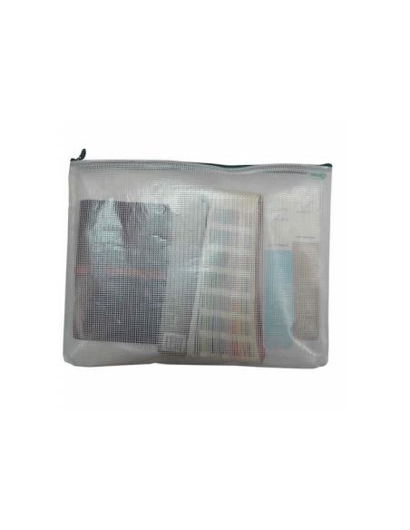 Bolsa multiusos office box malla b6 con cremallera rojo 185x215 mm