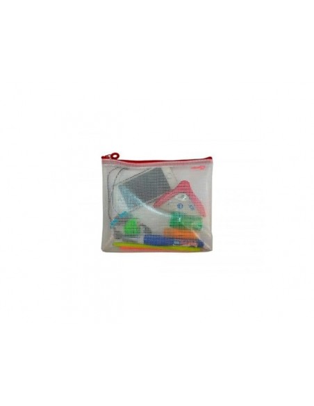 Bolsa multiusos office box malla b6 con cremallera rojo 185x215 mm