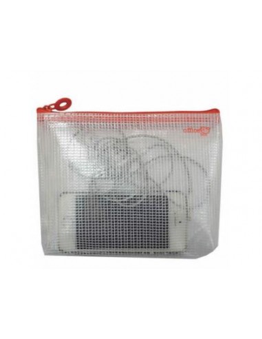 Bolsa multiusos office box malla din a6 con cremallera rojo 145x180 mm