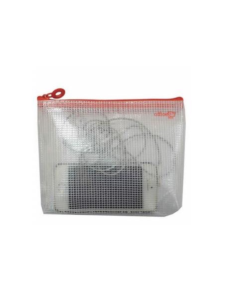 Bolsa multiusos office box malla din a6 con cremallera rojo 145x180 mm
