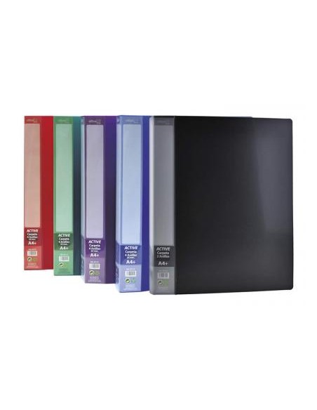 Carpeta 4 anillas de 16 mm office box active din a4 polipropileno colores surtidos