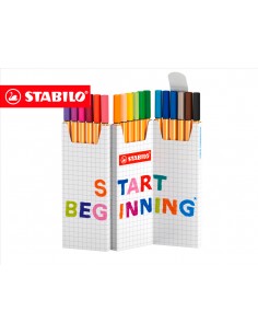 Rotulador stabilo punta de fibra point 88 zi-zag estuche de 18 unidades colores surtidos