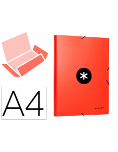 Carpeta antartik gomas tres solapas carton forrado a4 color rojo