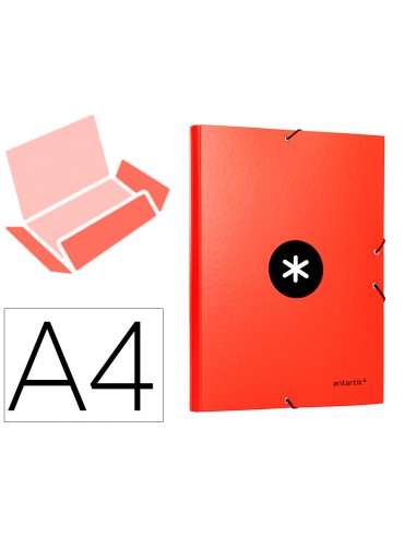 Carpeta antartik gomas tres solapas carton forrado a4 color rojo